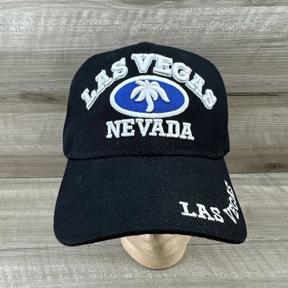 Chelona Mens Strapback Snapback Hat Black Embroidered Las Vegas Logo Baseball - Picture 2 of 9